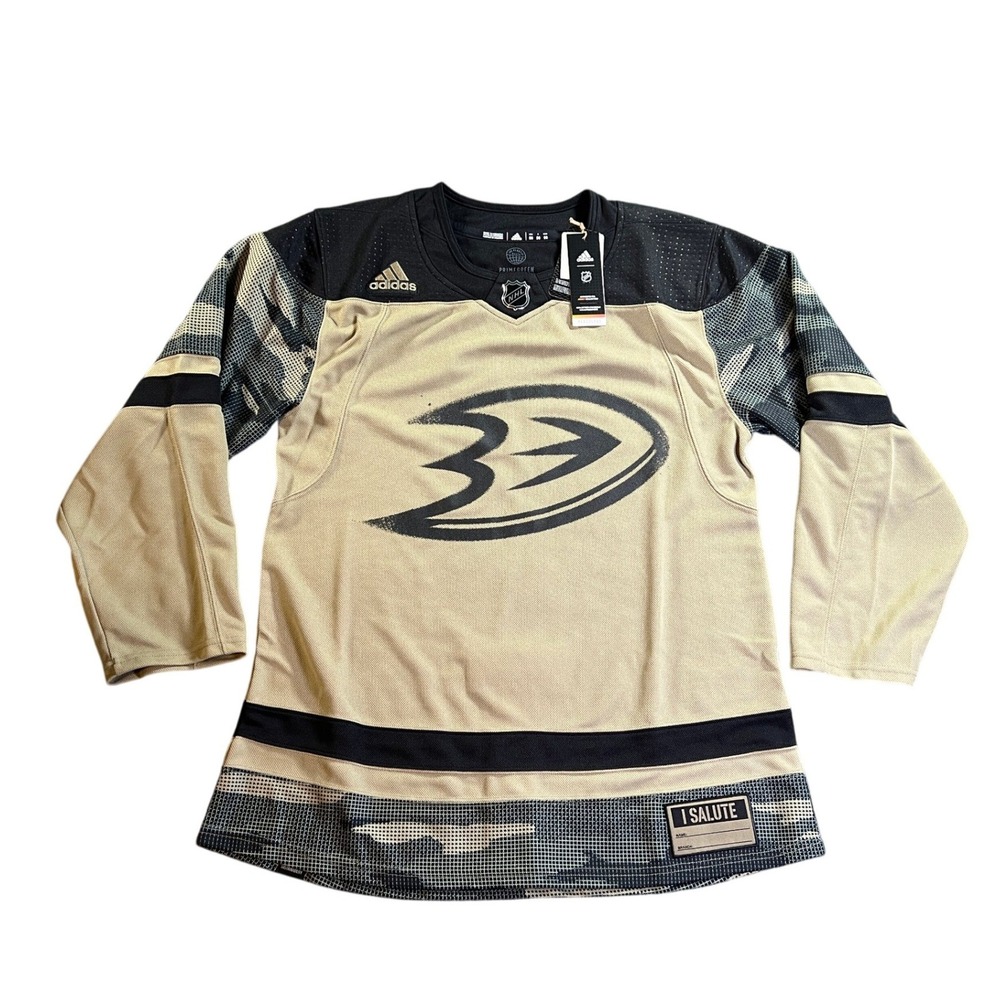 Adidas Anaheim Ducks Jersey Mens 50 Tan Military Appreciation‎ Camo NHL HB1756